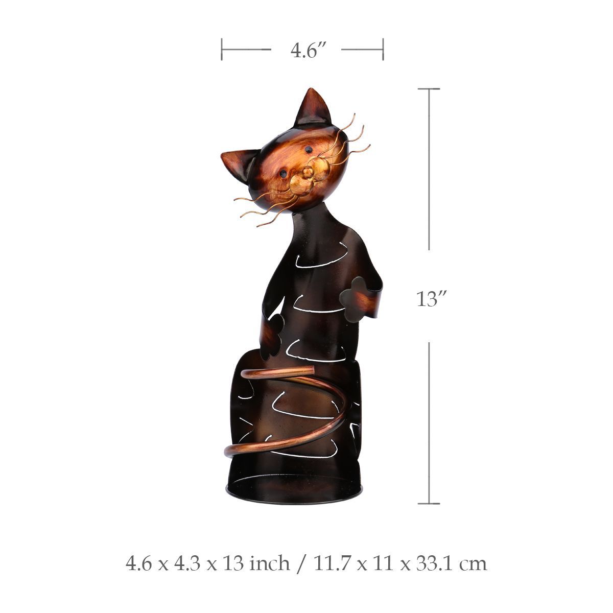 Cat Shaped Iron Wine Holder – Artistic Wine Rack Sculpture for Kitchen, Bar or Gifts