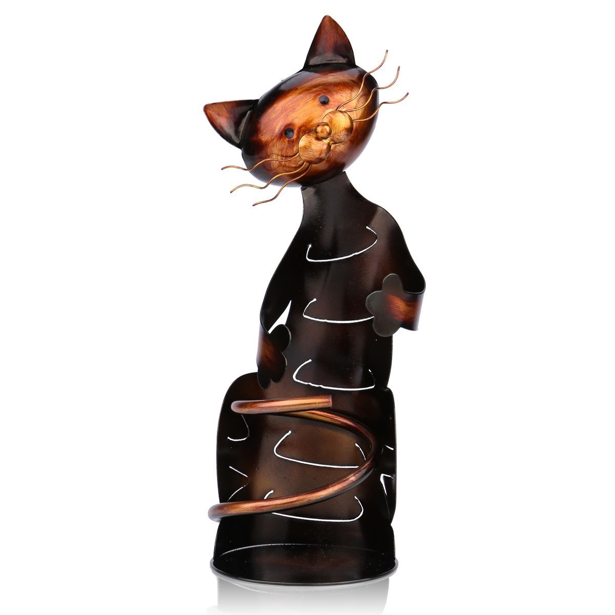 Cat Shaped Iron Wine Holder – Artistic Wine Rack Sculpture for Kitchen, Bar or Gifts