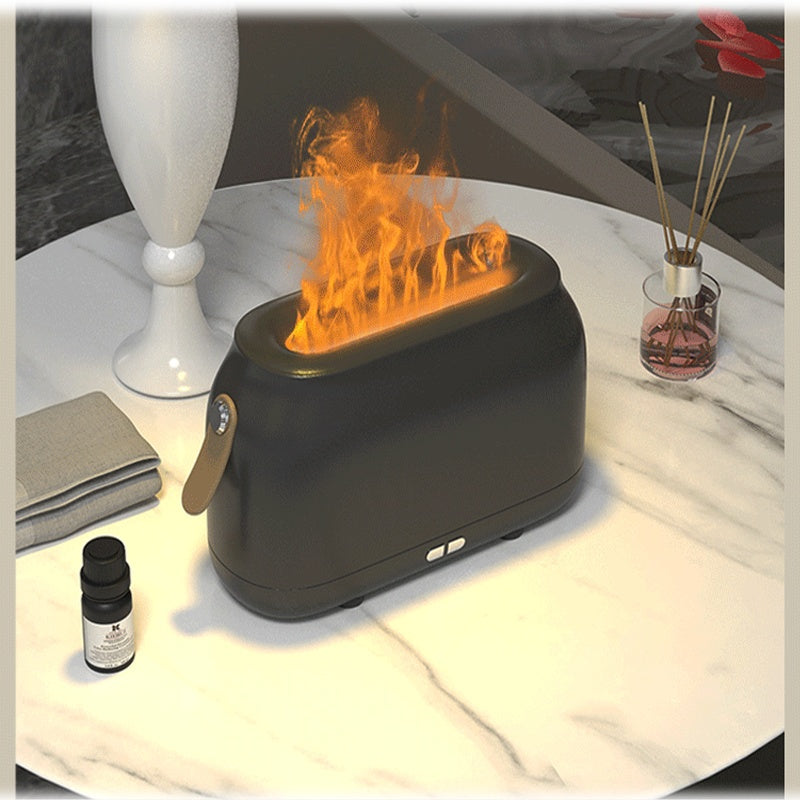 Flame Effect Aroma Diffuser – Large Cool Mist Humidifier with LED Light & Essential Oil Function – USB Ultrasonic Air Purifier for Home, Bedroom, Office