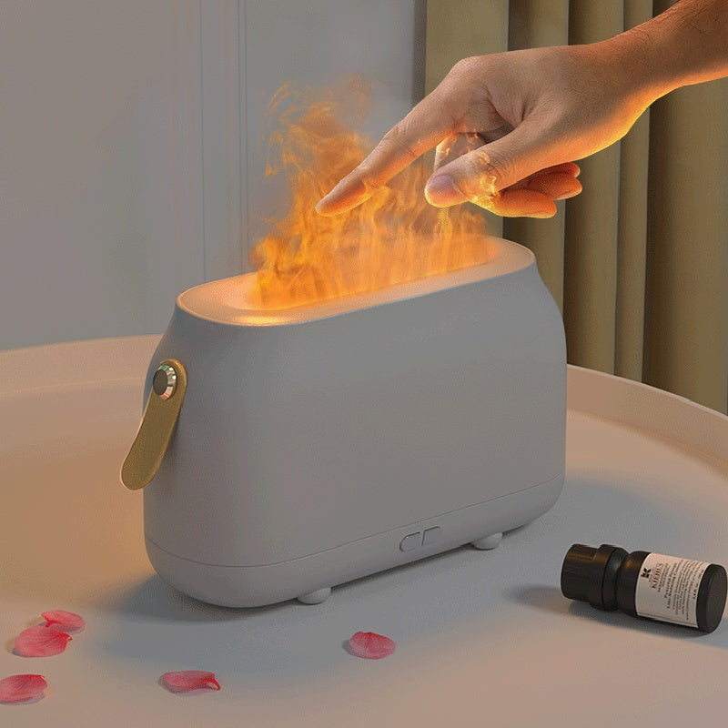 Flame Effect Aroma Diffuser – Large Cool Mist Humidifier with LED Light & Essential Oil Function – USB Ultrasonic Air Purifier for Home, Bedroom, Office