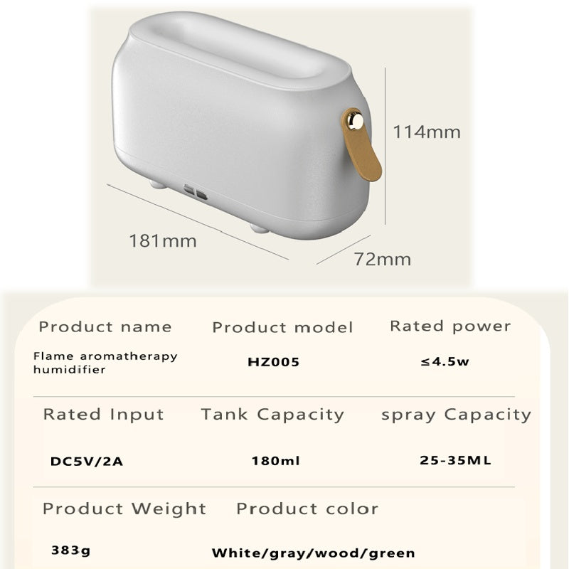 Flame Effect Aroma Diffuser – Large Cool Mist Humidifier with LED Light & Essential Oil Function – USB Ultrasonic Air Purifier for Home, Bedroom, Office