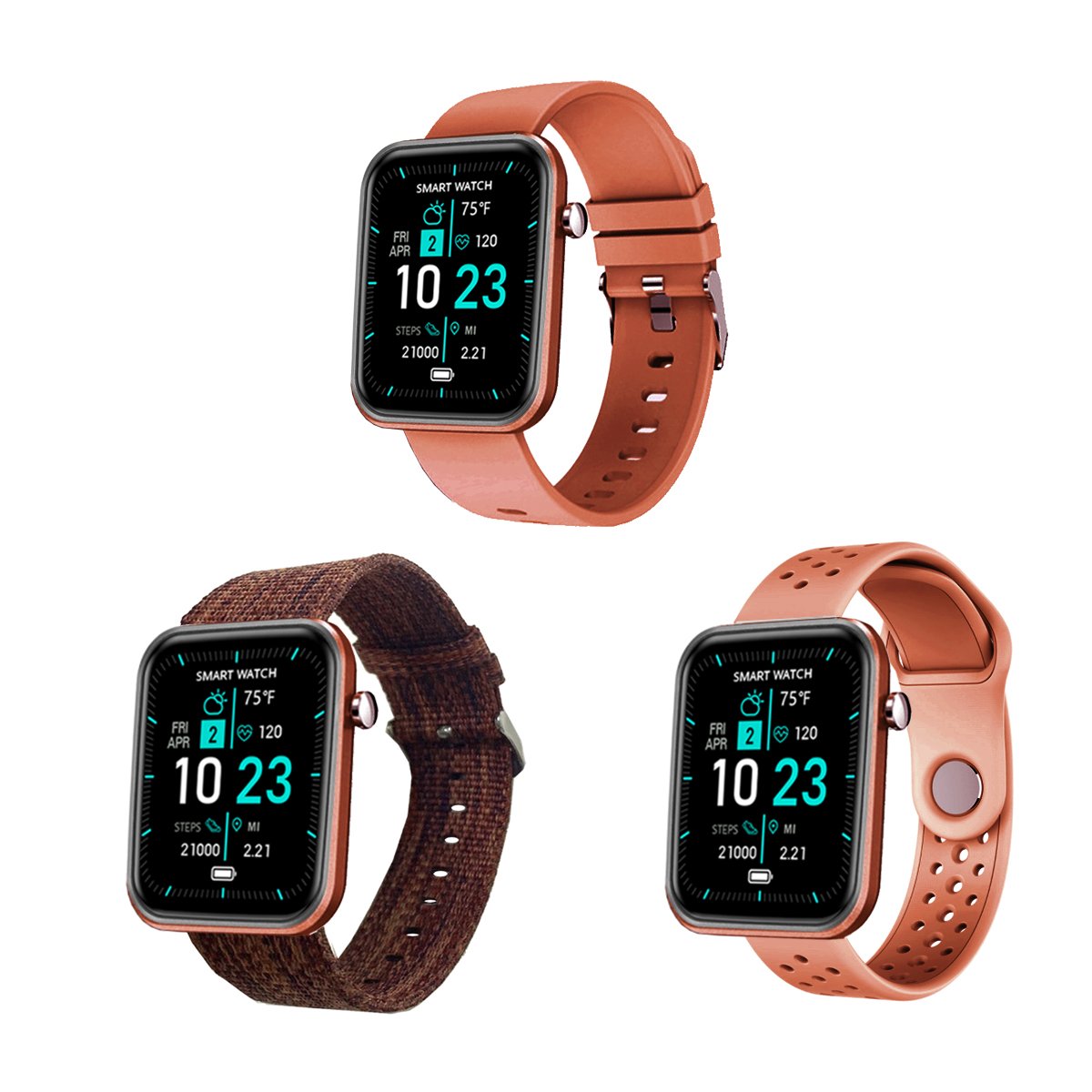 Smartwatch avanzado con tres bandas y monitor de actividad y bienestar 