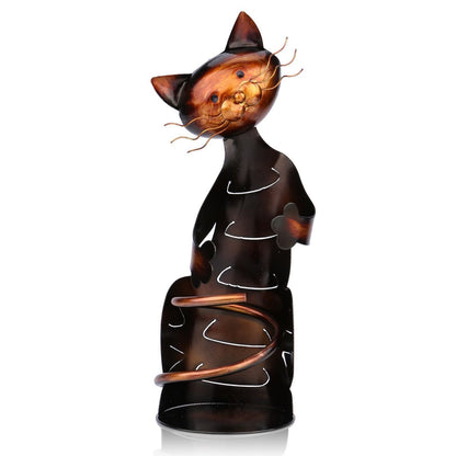 Cat Shaped Iron Wine Holder – Artistic Wine Rack Sculpture for Kitchen, Bar or Gifts