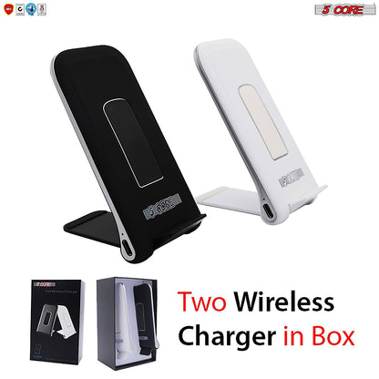 5 Core Wireless Charger 10W Max Fast Wireless Charging Pad Glass Top