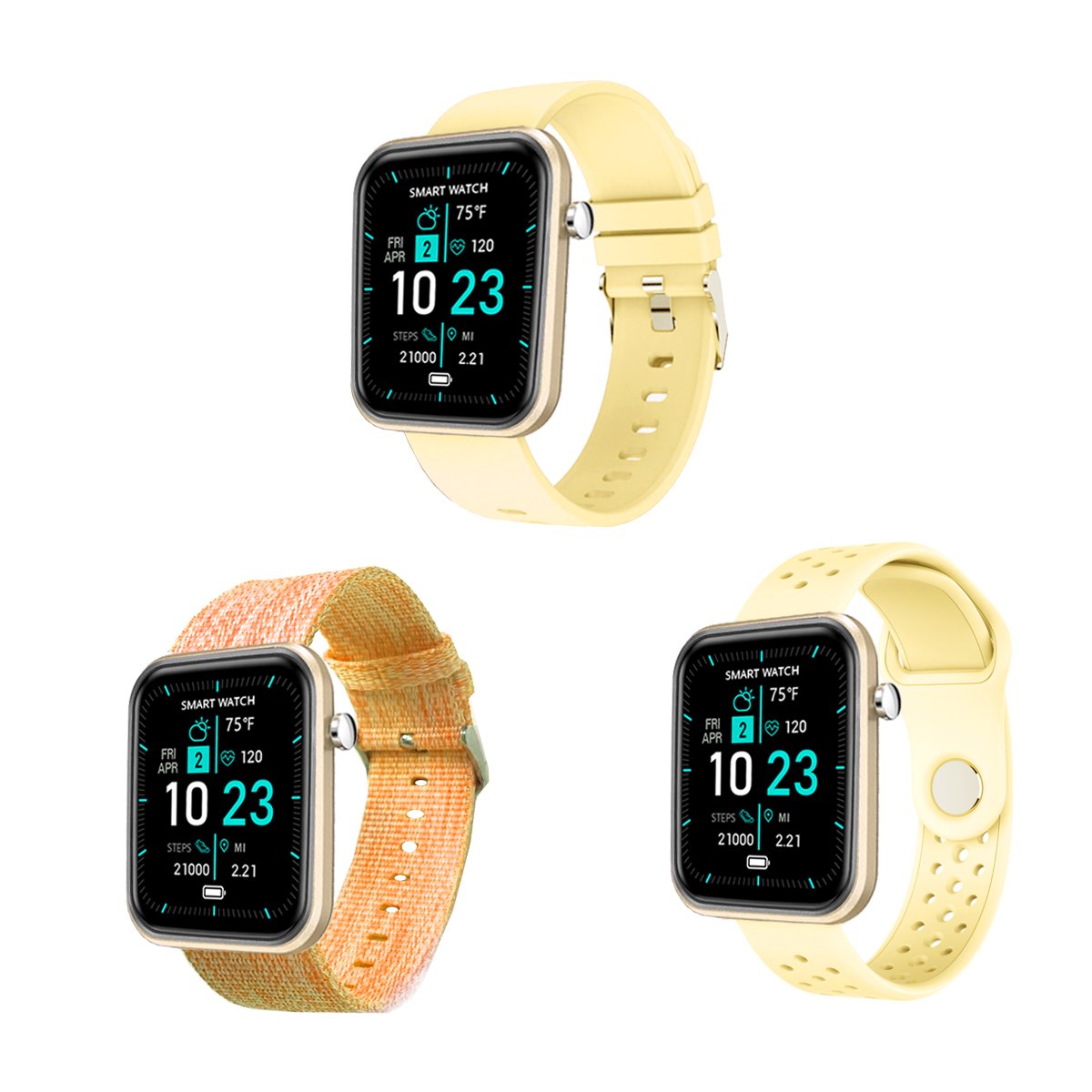 Smartwatch avanzado con tres bandas y monitor de actividad y bienestar 