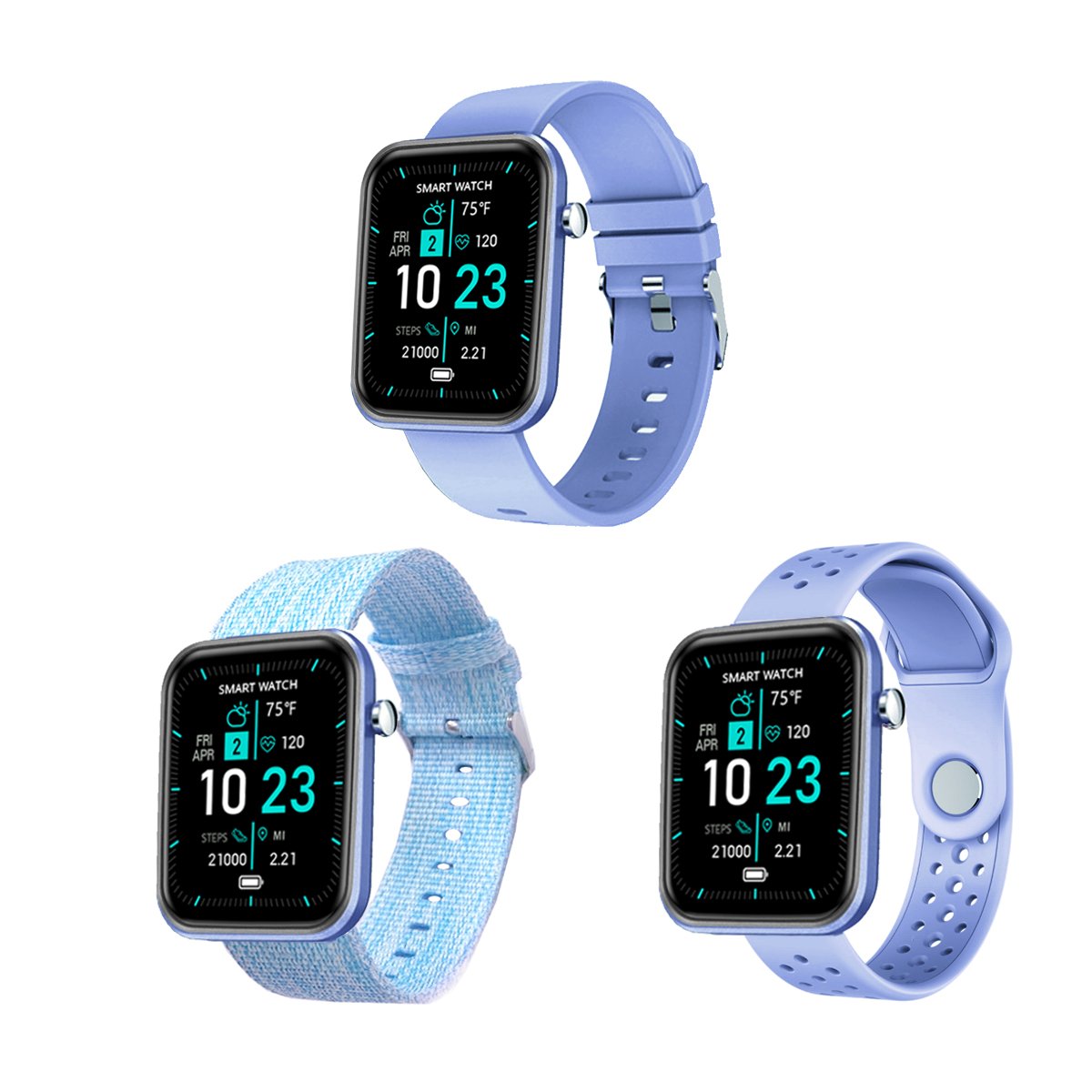 Smartwatch avanzado con tres bandas y monitor de actividad y bienestar 