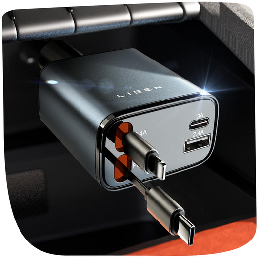 Retractable Car Charger [69W USB C Car Charger 